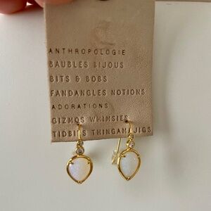 Anthropologie Faceted Stone Drop Earrings IVORY NWT